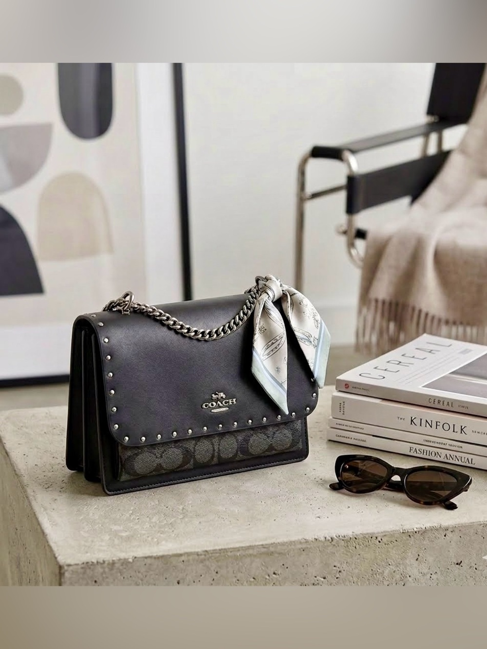 Coach Klare Crossbody in Signature Canvas with Rivets - Graphite Black Multi